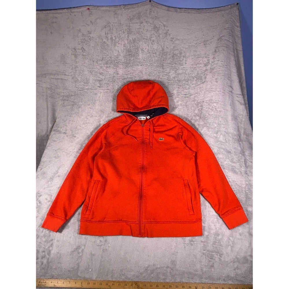 Lacoste Sport Full Zip Hoodie Sweatshirt Mens 3XL Orange Long Sleeve Embroidered